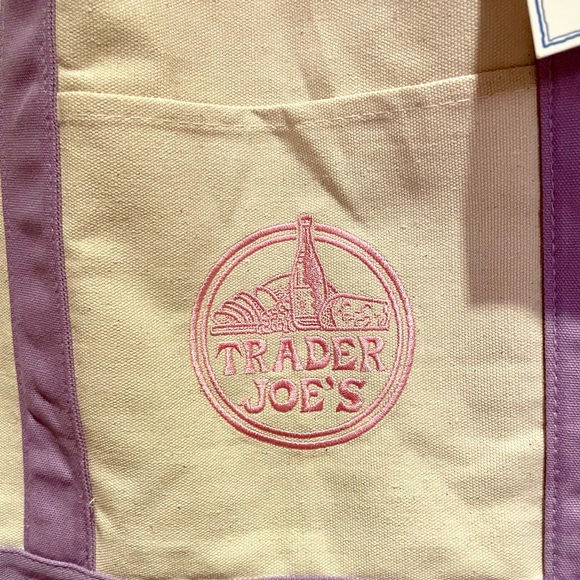 2026! Lavender Large Canvas Tote Bag Trader Joe’s NEW with Tag - Picture 3 of 3